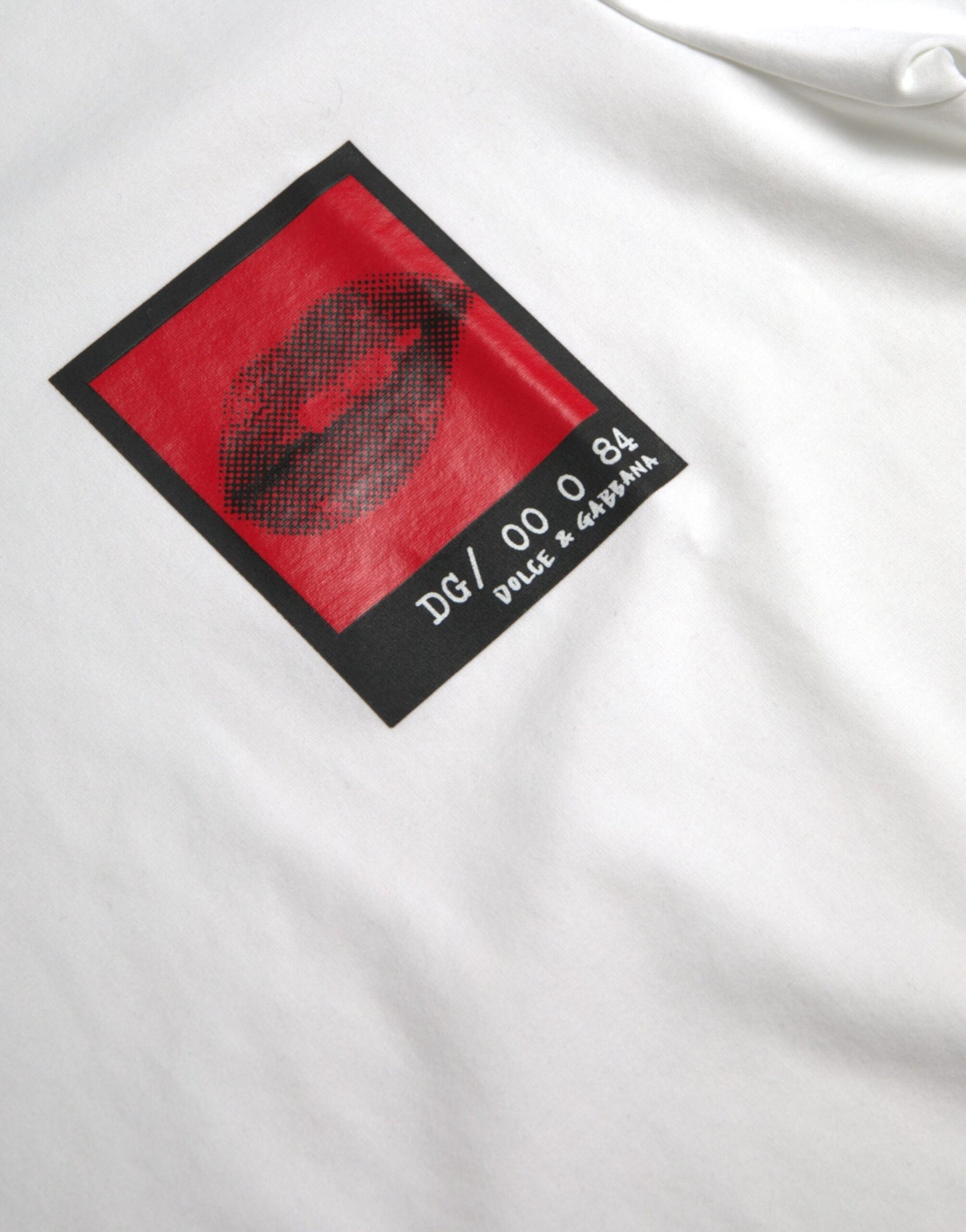 Dolce &amp; Gabbana White Cotton T-Shirt with Red Lips for Men