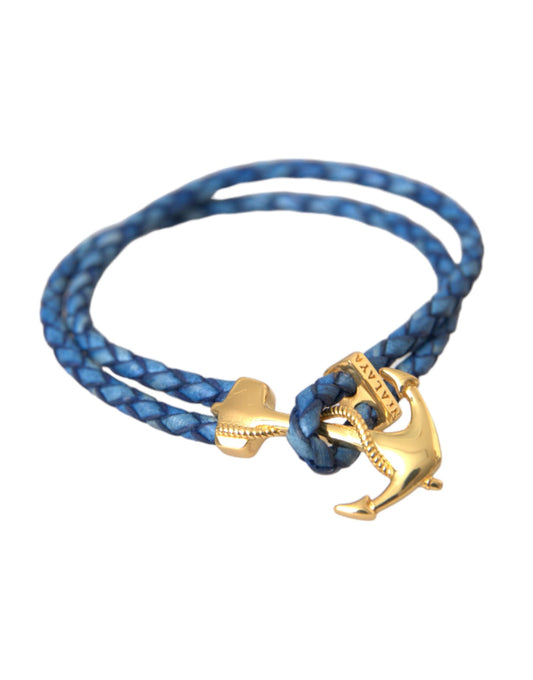 Nialaya Blue-Gold Anchor 925 Hopea Charms Rannekoru Miesten