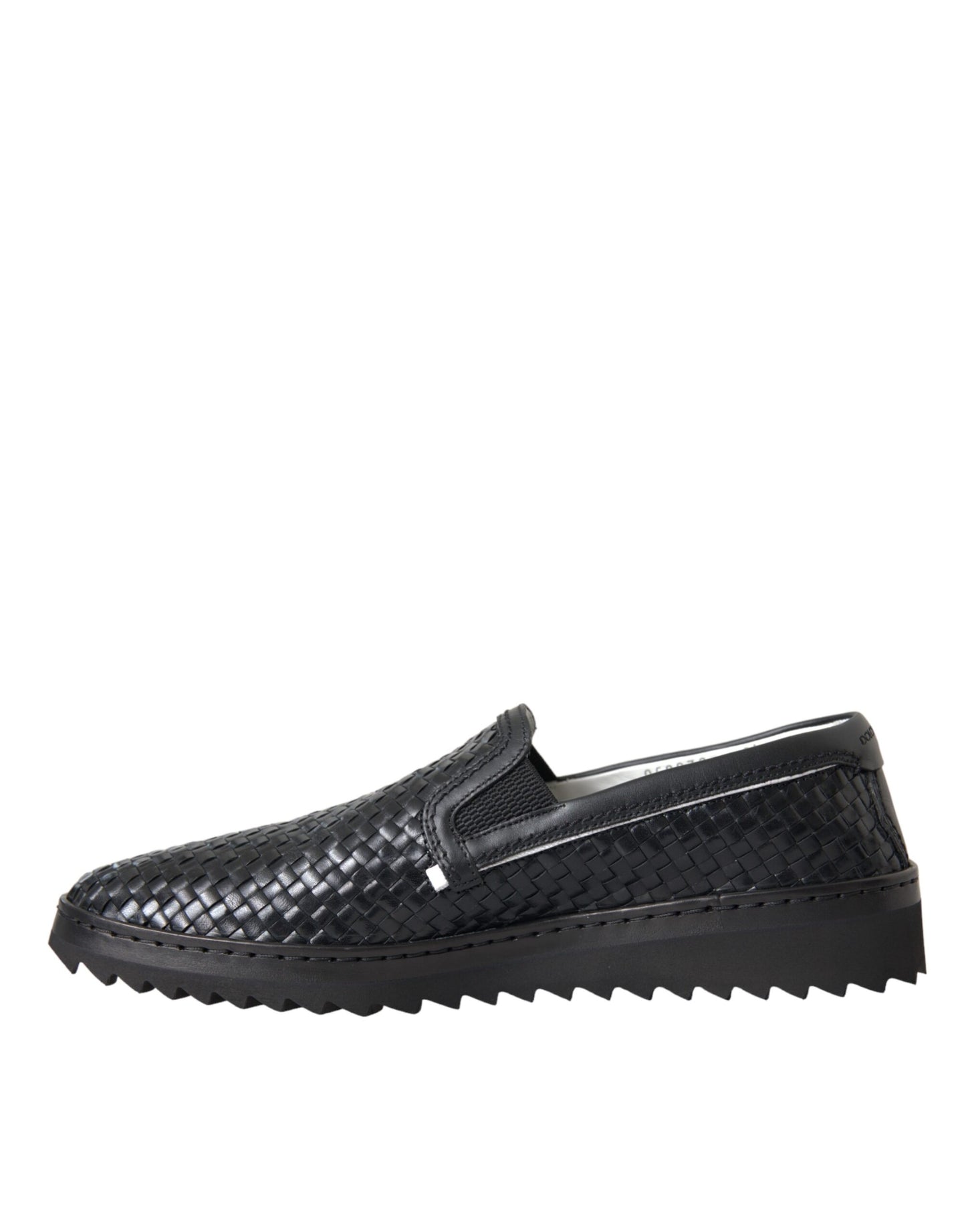 Dolce & Gabbana Schwarz gewebtes Büffelleder Herren Loafers Schuhe