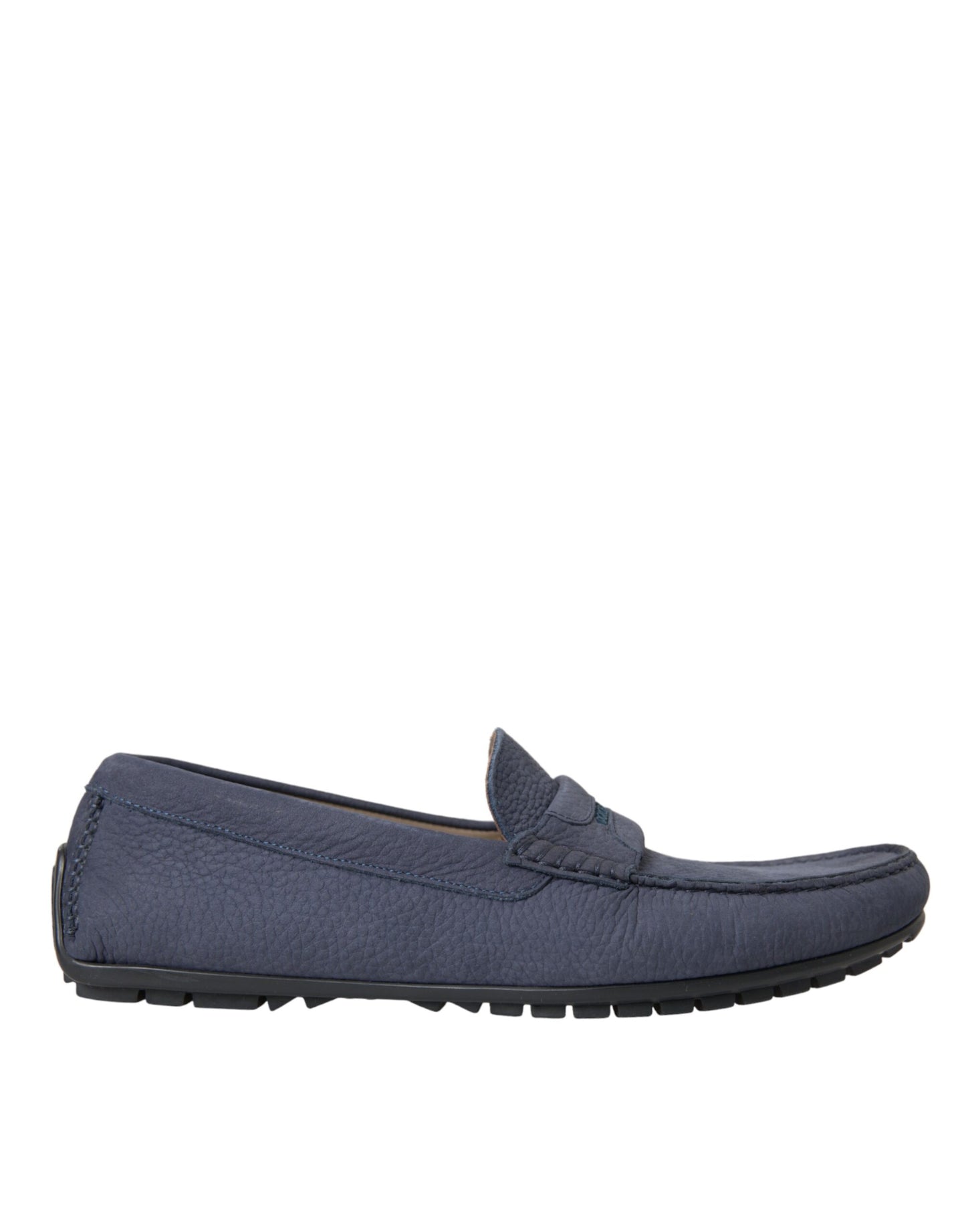 Dolce & Gabbana Blaue Kalbsleder Slip On Mokassin Schuhe