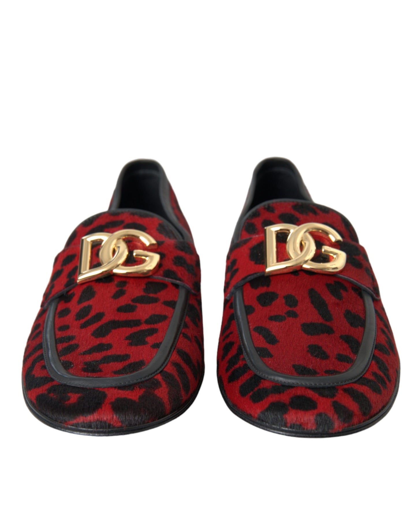 Dolce & Gabbana Rot Schwarz Leopard DG Loafers Formelle Männer Schuhe