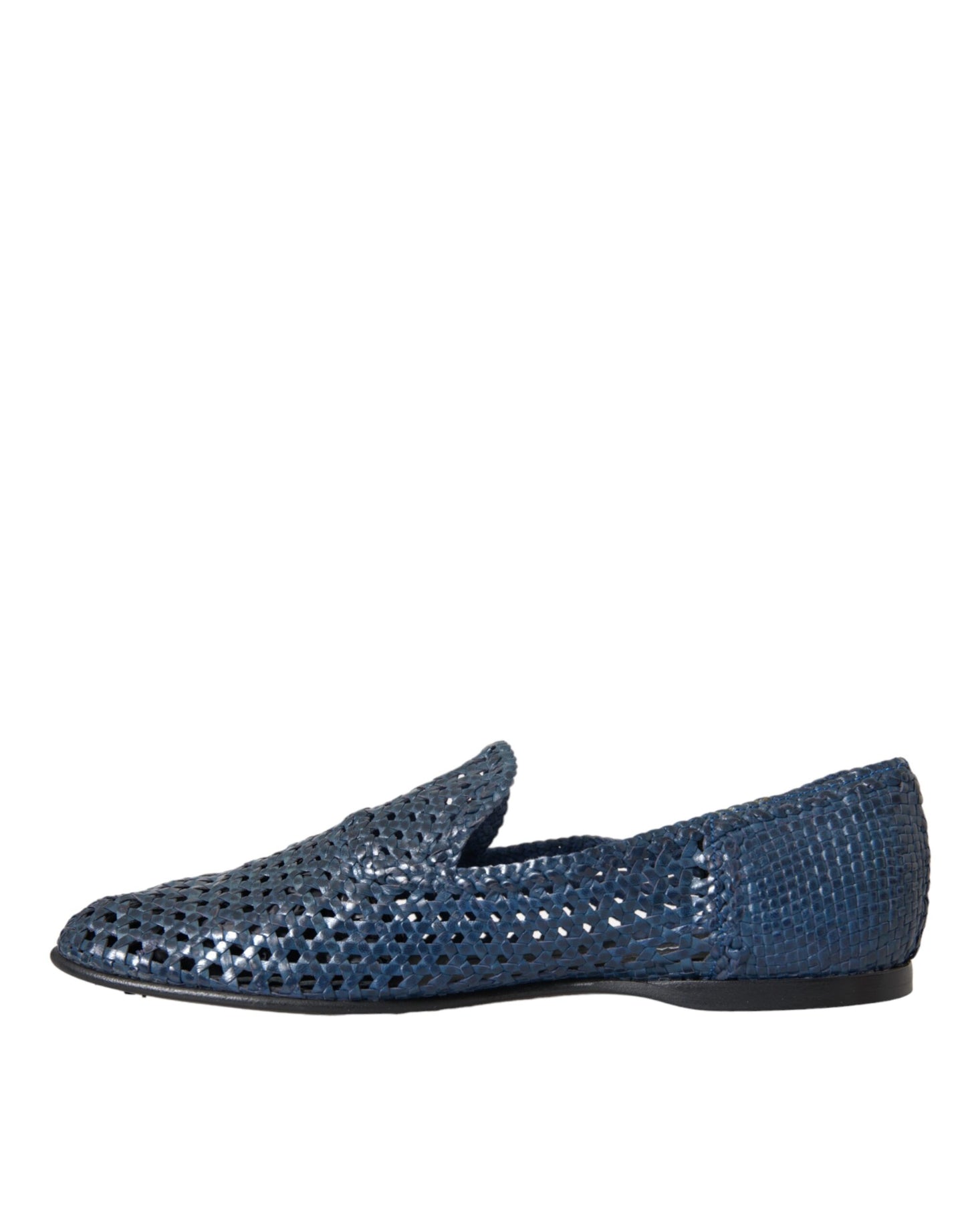 Dolce & Gabbana Blaue gewebte Leder Slipper Männer Schuhe