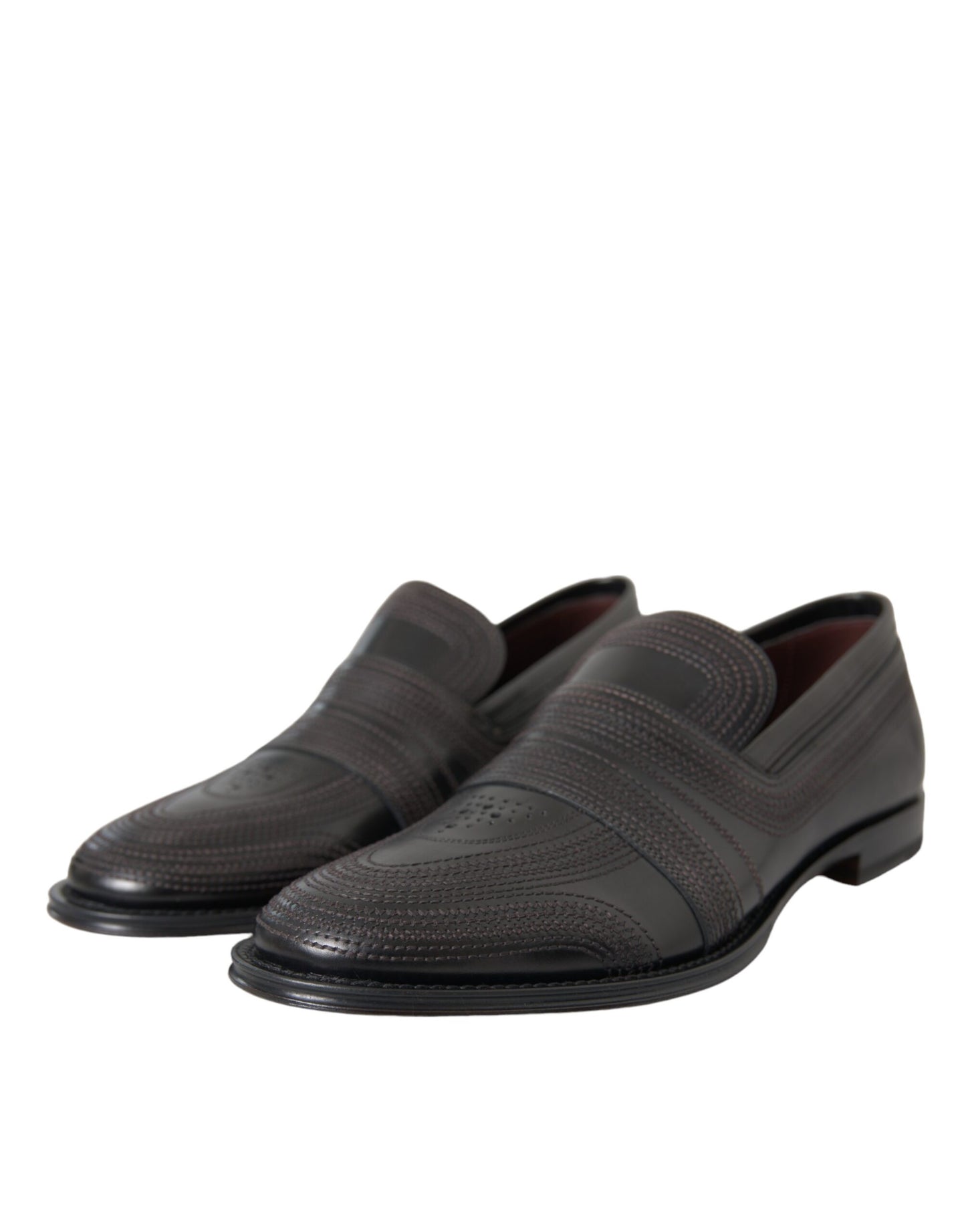 Dolce & Gabbana Schwarz Braun Leder Loafer Männer Kleid Schuhe