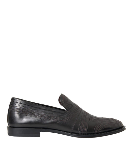 Dolce &amp; Gabbana Black Brown Leather Loafers Miesten mekkokengät