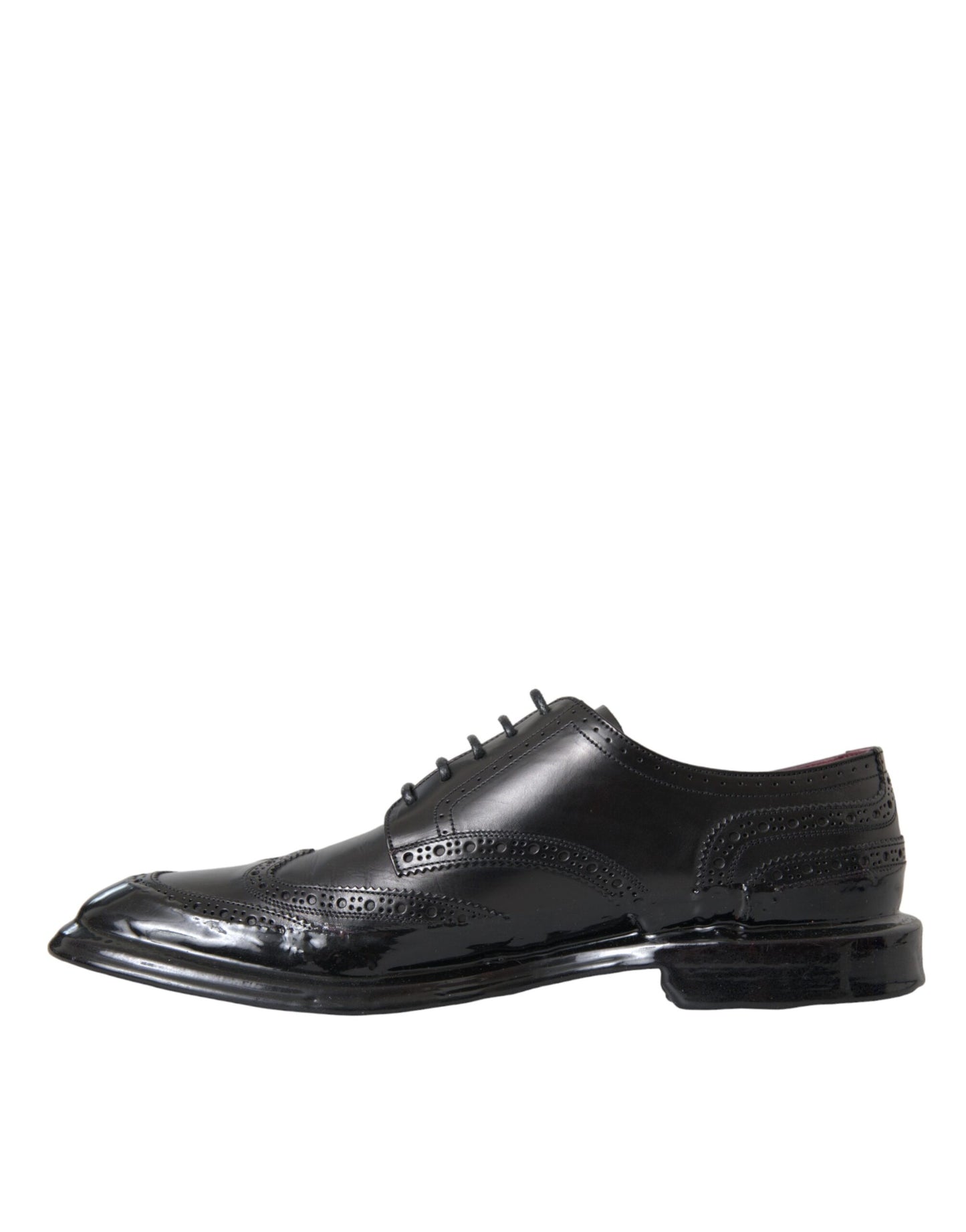 Dolce & Gabbana Schwarzes Leder Oxford Wingtip Formale Männer Schuhe