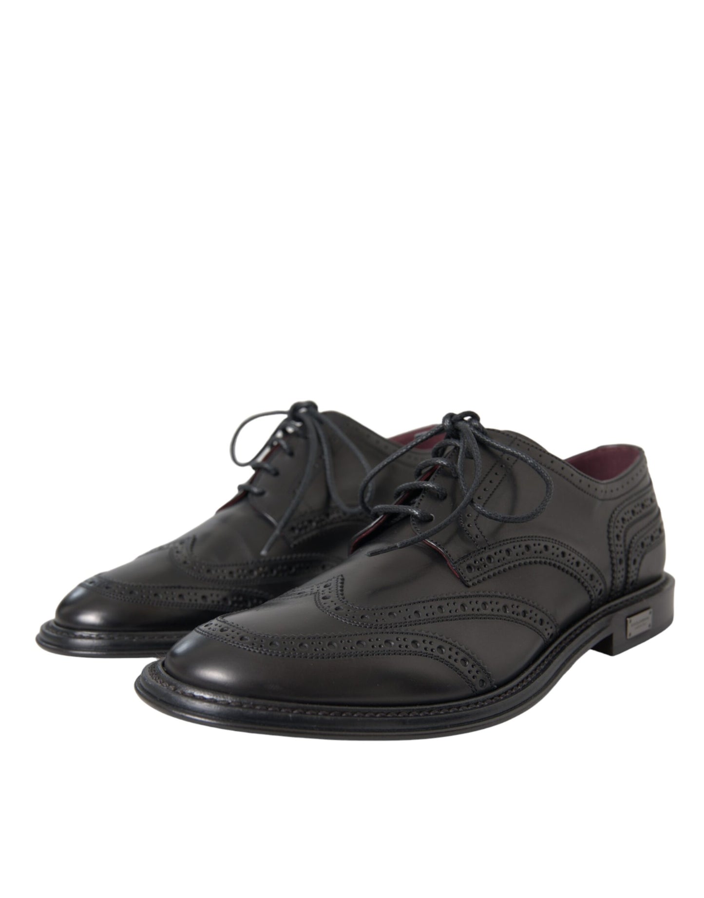 Dolce & Gabbana Schwarzes Leder Oxford Wingtip Formale Männer Schuhe