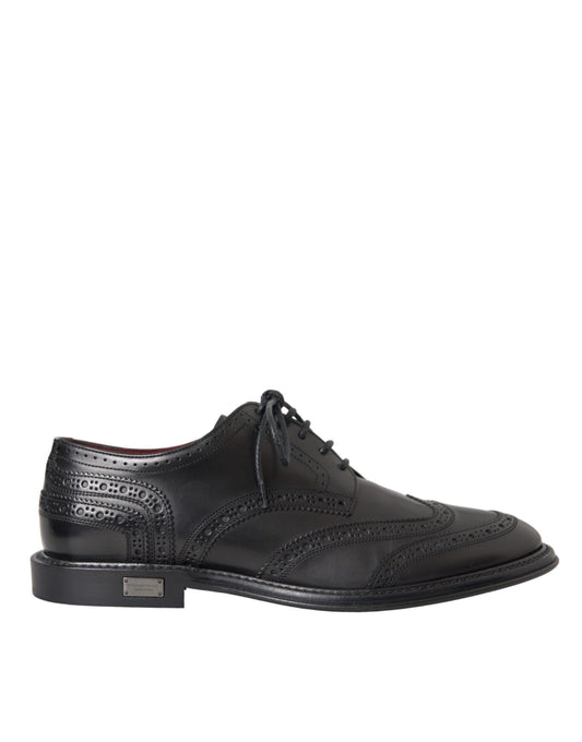 Dolce &amp; Gabbana mustat nahkaiset Oxford Wingtip -muodolliset miesten kengät