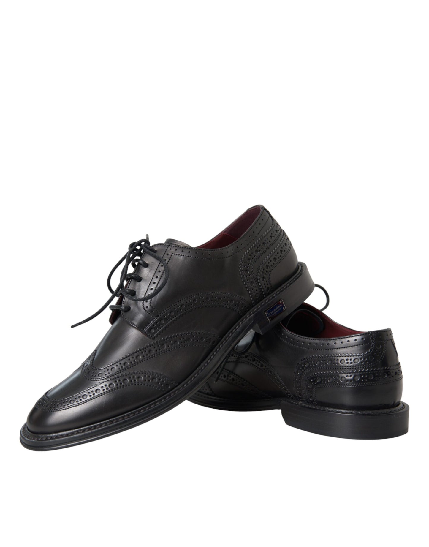 Dolce & Gabbana Schwarzes Leder Oxford Wingtip Formale Männer Schuhe