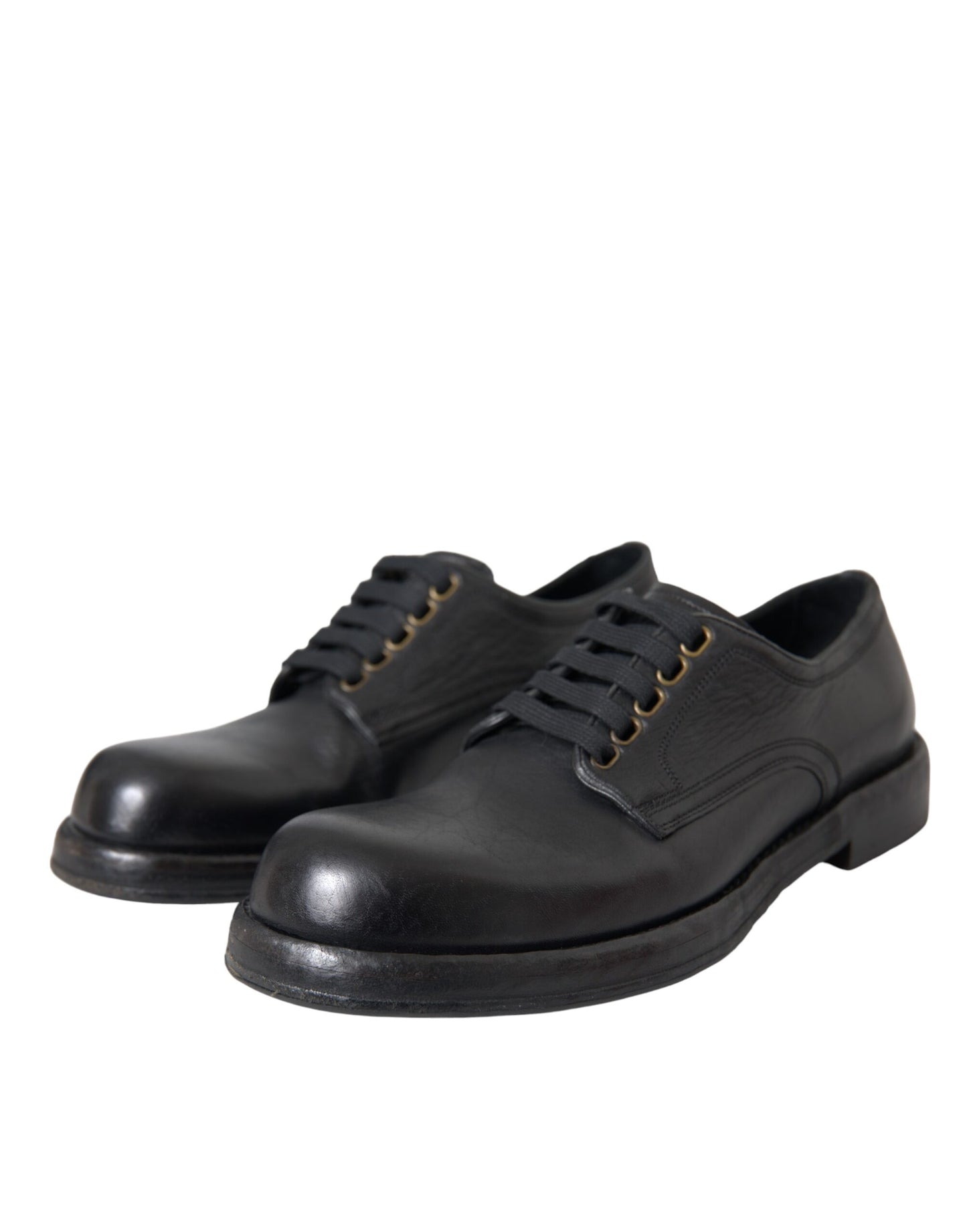 Dolce & Gabbana Schwarzes Pferd Leder Derby Männer Kleid Schuhe