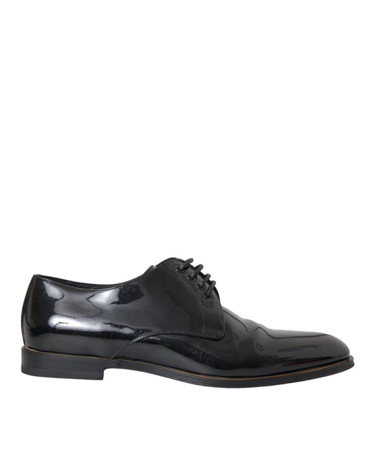 Dolce &amp; Gabbana Black Patent Leather Derby -kengät juhlallisiin tilaisuuksiin