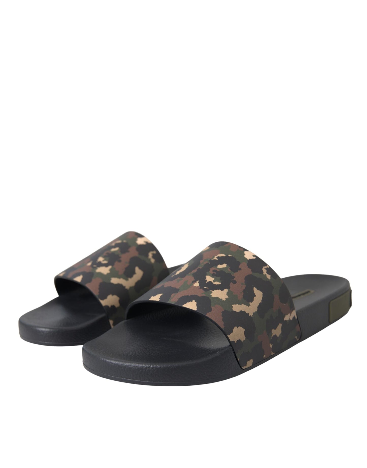 Dolce & Gabbana Multicolor Camouflage Leder Strandbekleidung Männer Schuhe