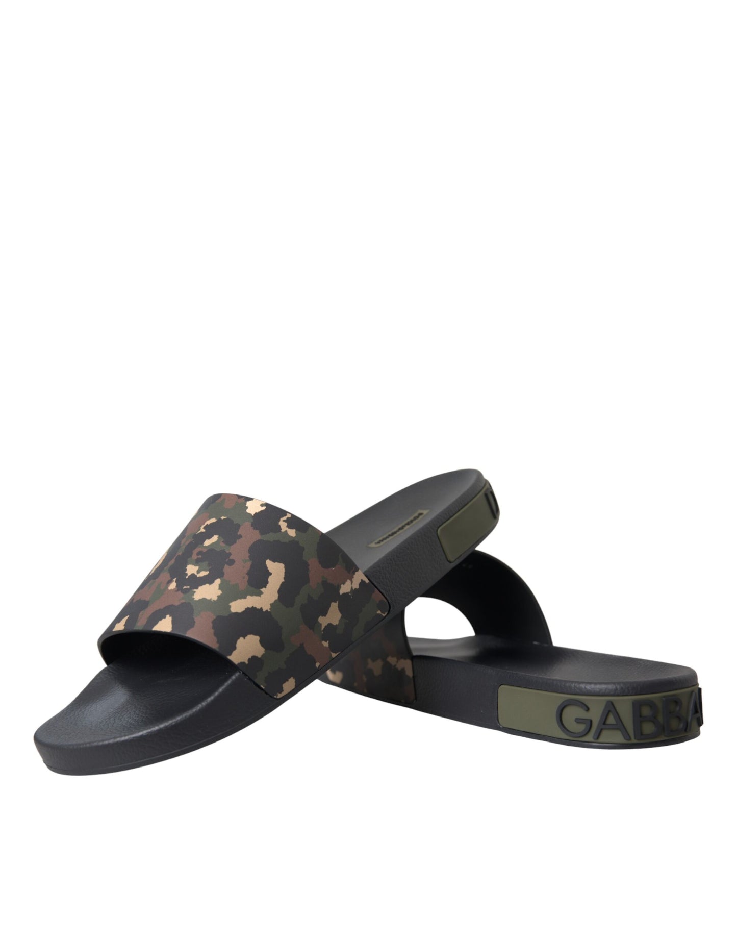 Dolce & Gabbana Multicolor Camouflage Leder Strandbekleidung Männer Schuhe