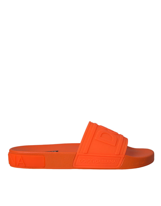 Dolce &amp; Gabbana Orange Rubber Slide Sandals -rantakengät