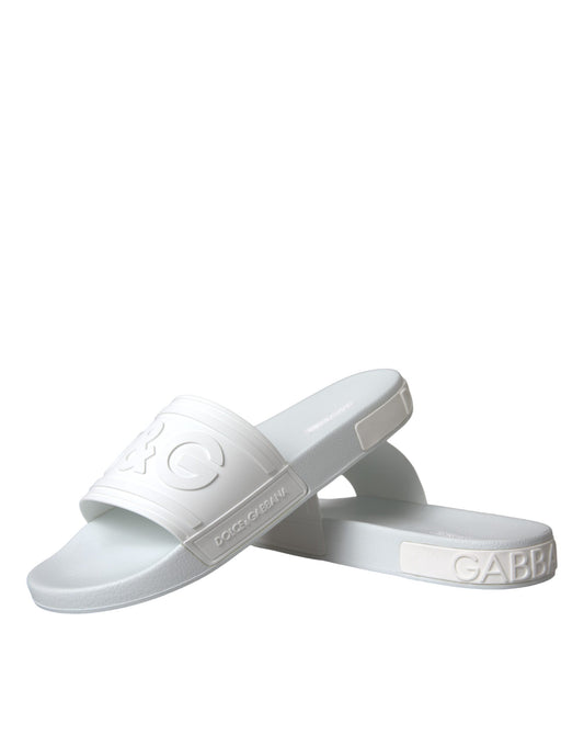 Dolce &amp; Gabbana White Rubber Slides Sandaalit Rantavaatteet Kengät