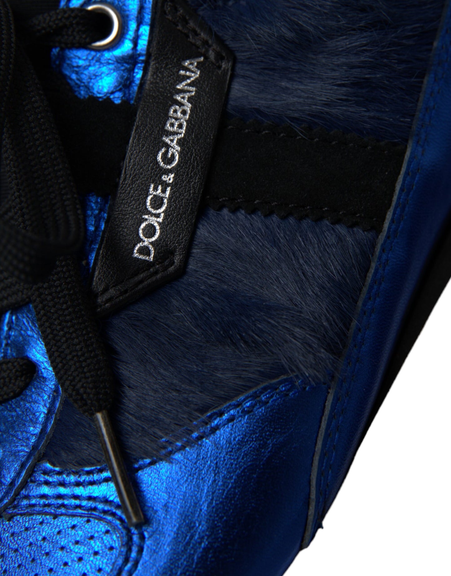 Dolce &amp; Gabbana Blue Black Calf Hair nahkalenkkarit