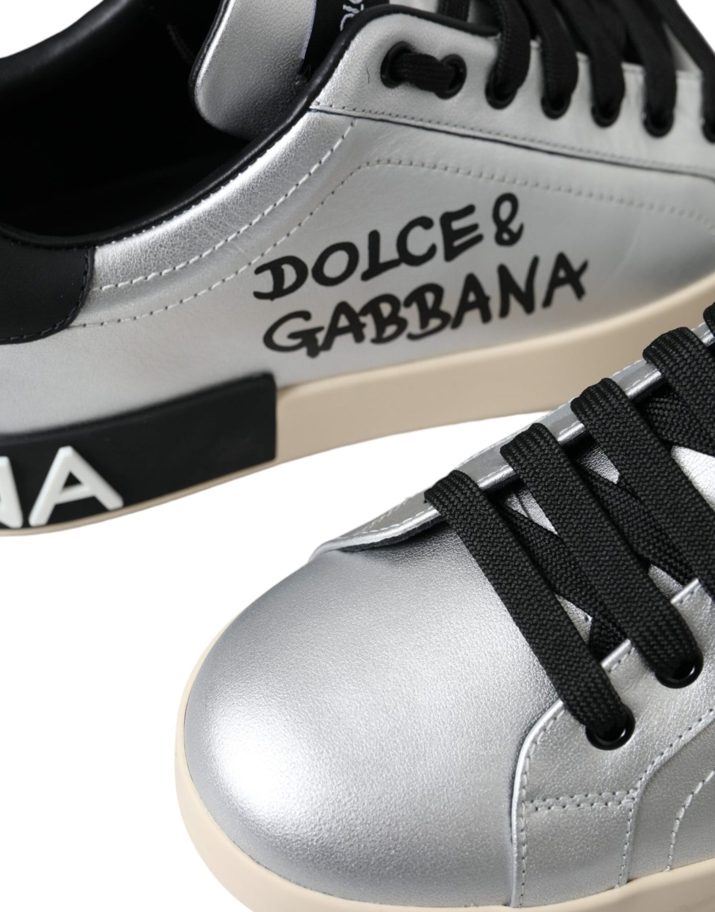 Dolce &amp; Gabbana hopea Portofino Calfskin Sneakers miesten kengät