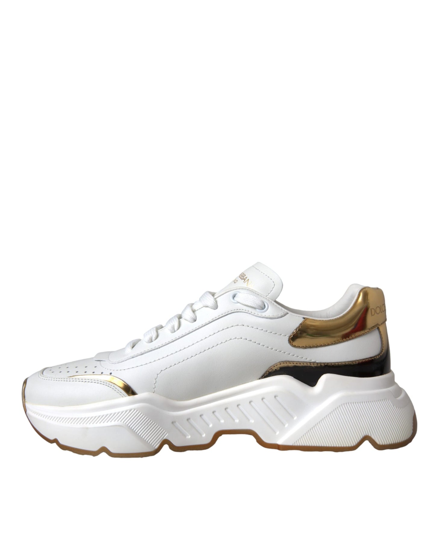 Dolce &amp; Gabbana White Gold DAYMASTER Leather Sneakers Shoes