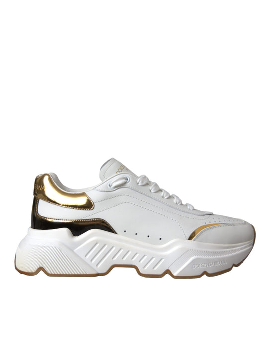 Dolce &amp; Gabbana White Gold DAYMASTER Leather Sneakers Men Shoes