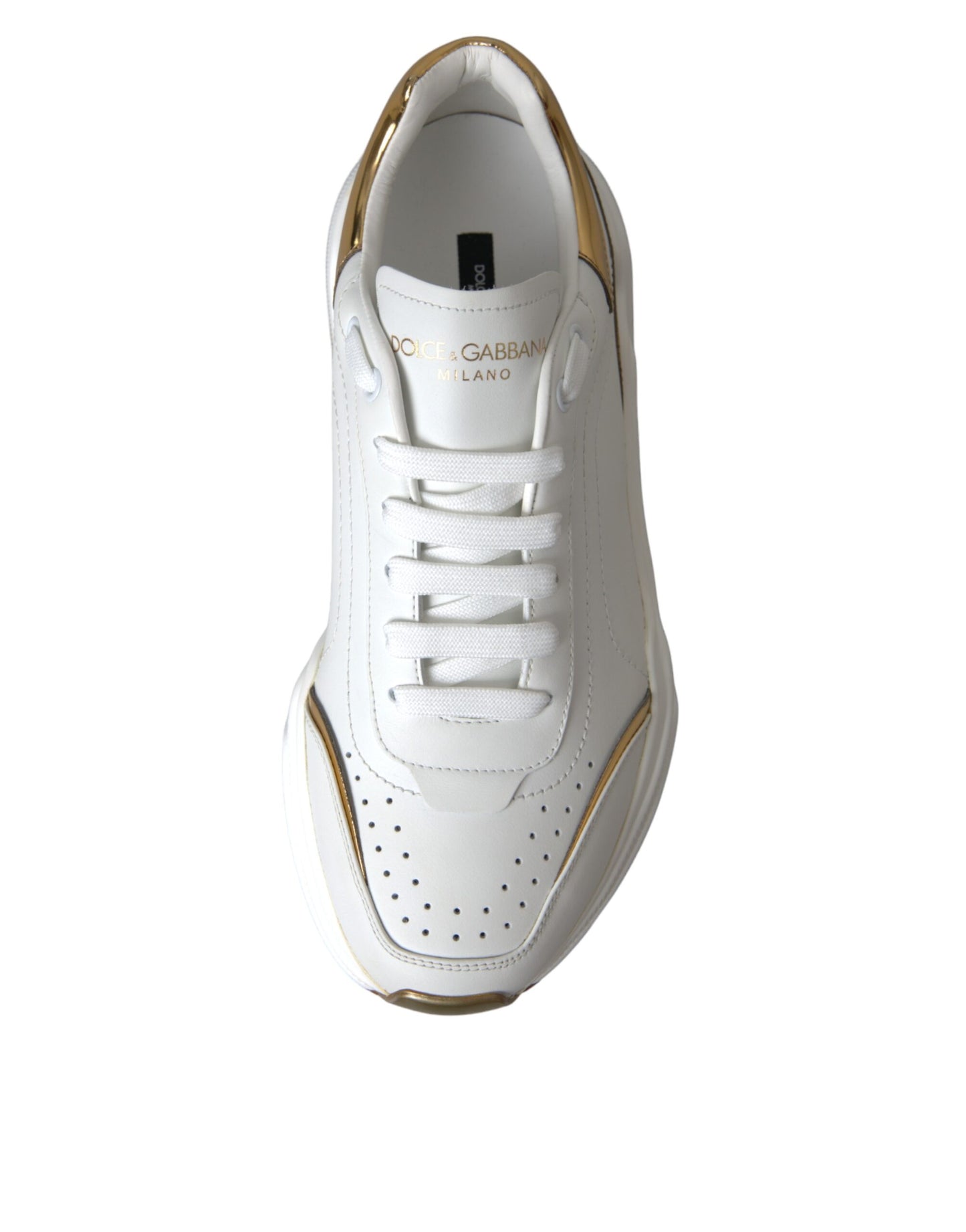 Dolce &amp; Gabbana White Gold DAYMASTER Leather Sneakers Men Shoes