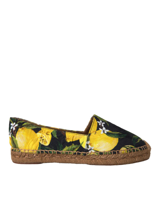 Dolce & Gabbana Multicolor Zitrone Slip On Espadrilles Schuhe