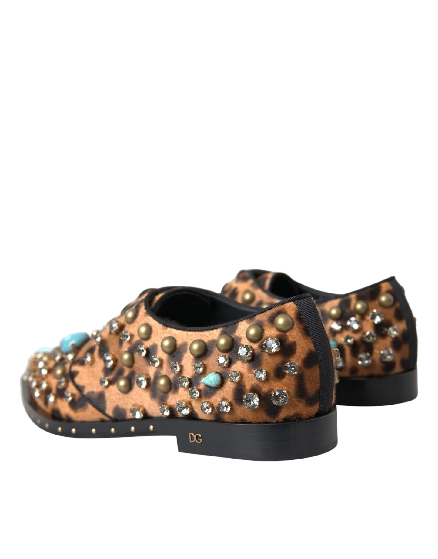 Dolce &amp; Gabbana Brown Leopard Hair Crystal Dresses Broque Shoes