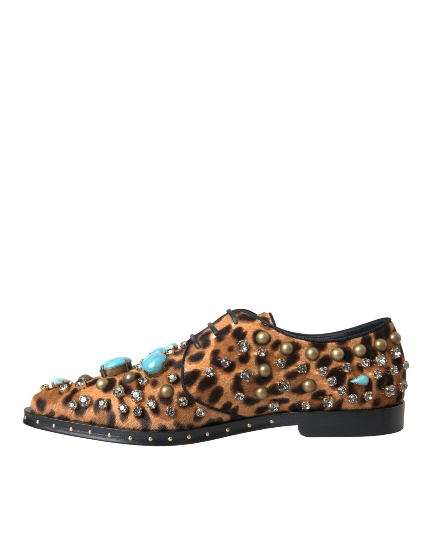 Dolce &amp; Gabbana Brown Leopard Hair Crystal Dresses Broque Shoes