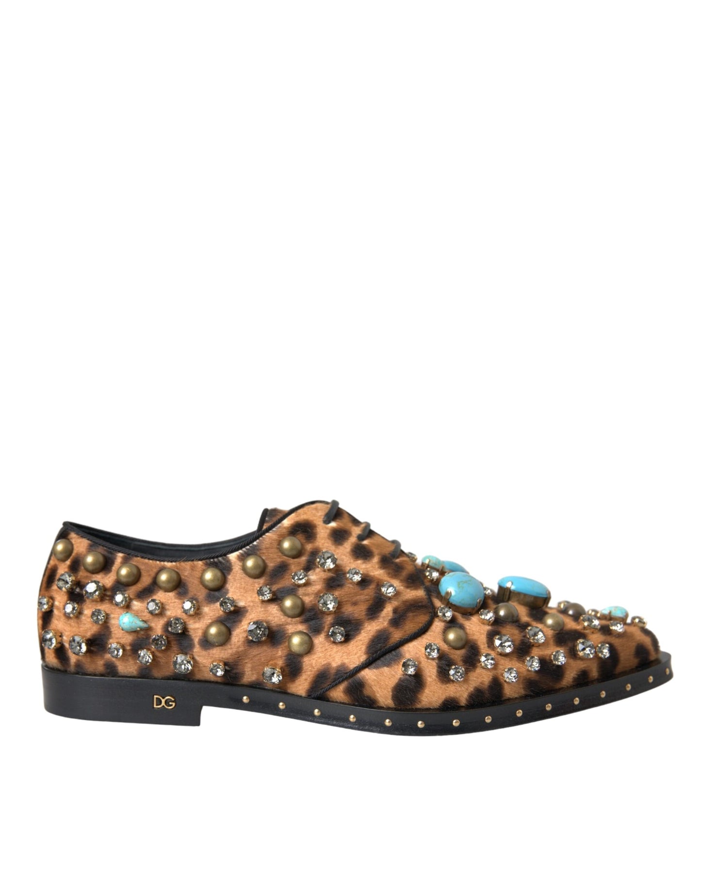 Dolce &amp; Gabbana Brown Leopard Hair Crystal Dresses Broque Shoes