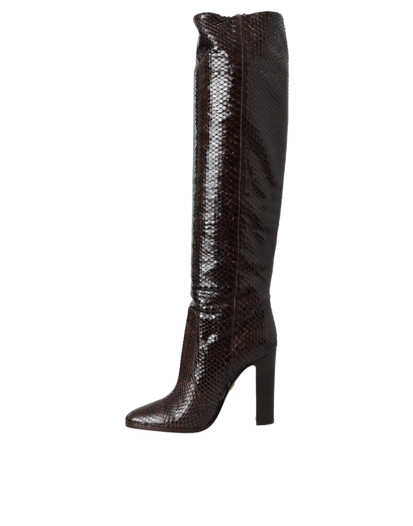 Dolce &amp; Gabbana Brown Exotic Leather Heels High Boots Shoes