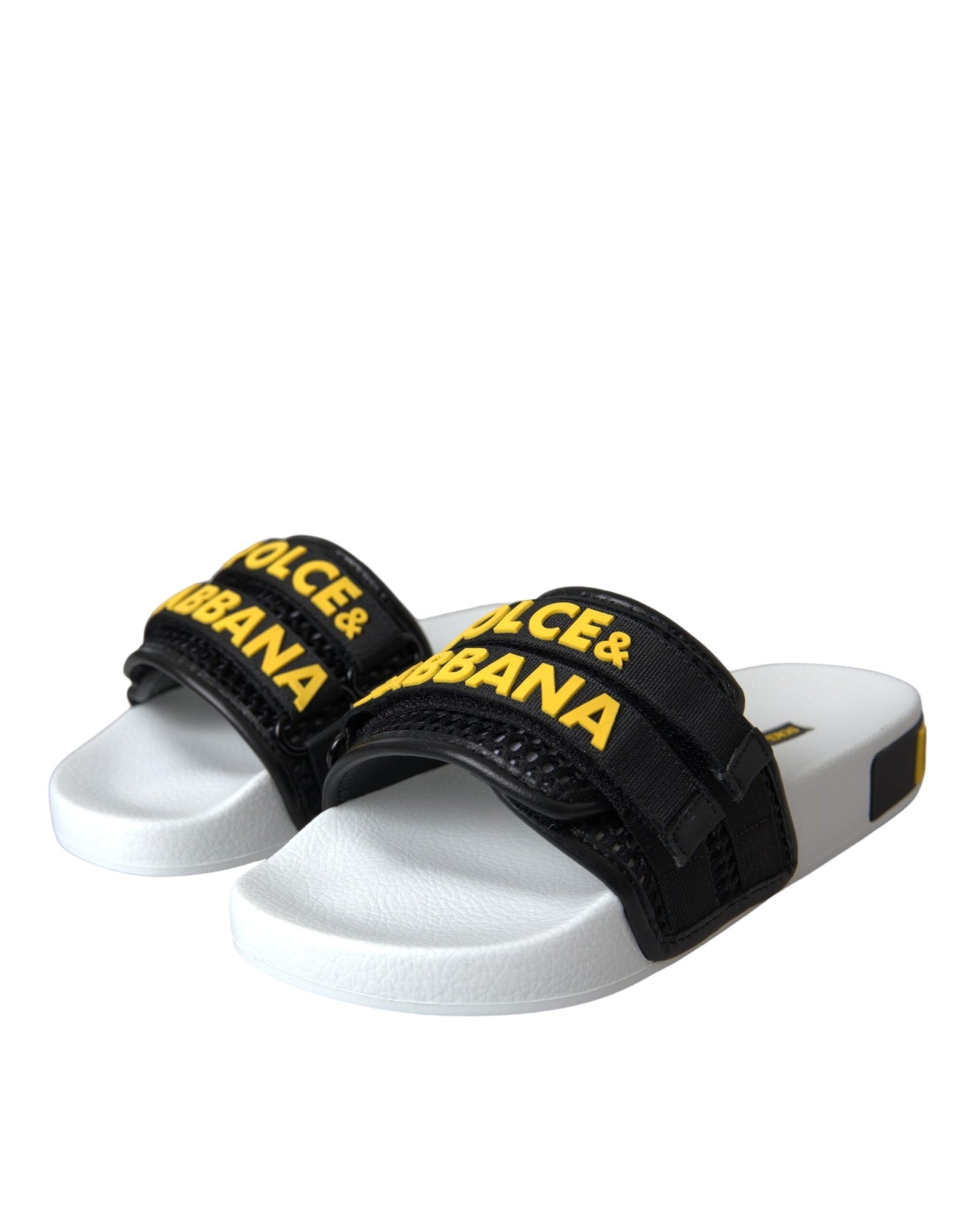 Dolce &amp; Gabbana White Black Logo Beachwear Flats Sandaalit Kengät