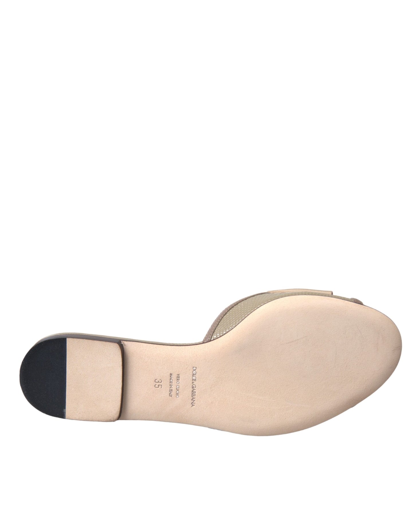 Dolce &amp; Gabbana Beige Logo Pearl Flats Sandaalit Slides Kengät