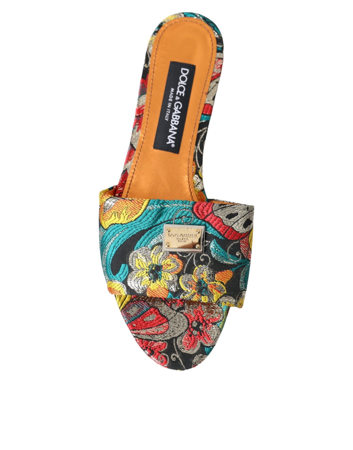 Dolce &amp; Gabbana Monivärinen kukkainen Brocade Logo Flats Sandaalit Kengät