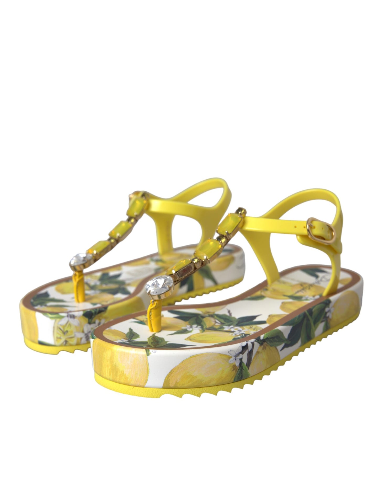 Dolce &amp; Gabbana Yellow Lemon Beachwear Flats Sandaalit Kengät