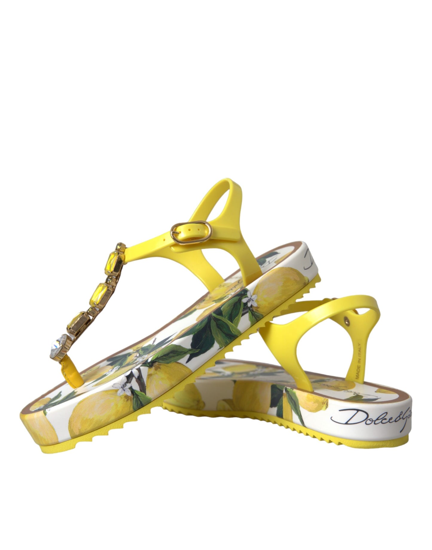 Dolce &amp; Gabbana Yellow Lemon Beachwear Flats Sandaalit Kengät