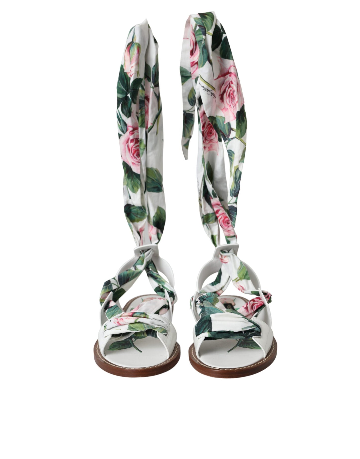 Dolce & Gabbana Multicolor Floral Print Ankle Wrap Sandalen Schuhe