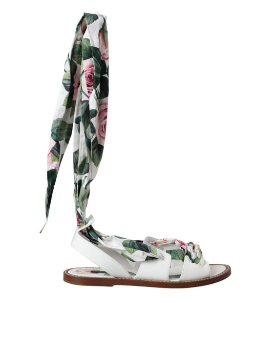 Dolce & Gabbana Multicolor Floral Print Ankle Wrap Sandalen Schuhe