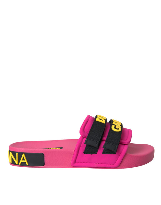 Dolce &amp; Gabbana Pink Black Logo Beachwear Flats Sandaalit Kengät