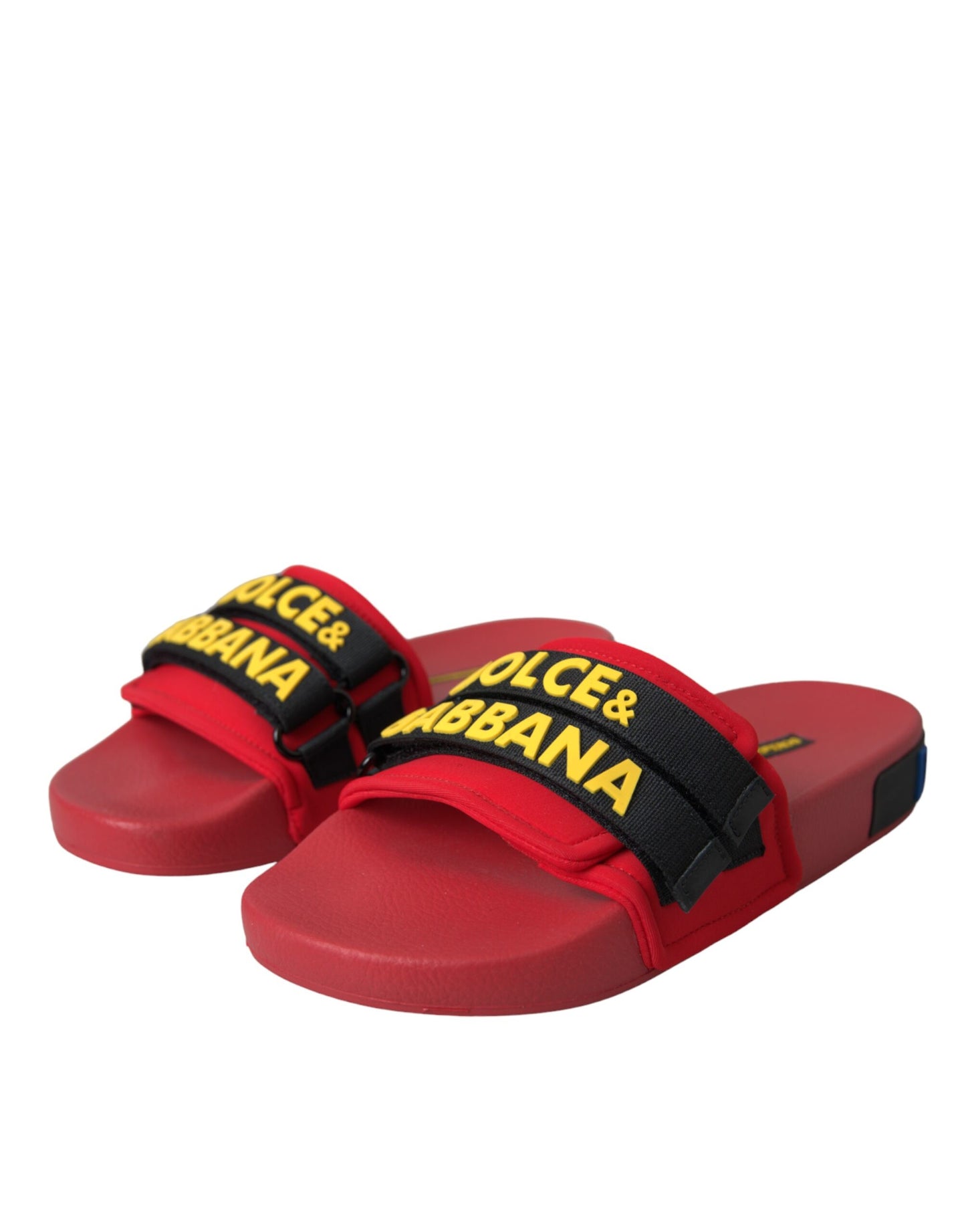 Dolce & Gabbana Rot Schwarz Logo Beachwear Flats Sandalen Schuhe