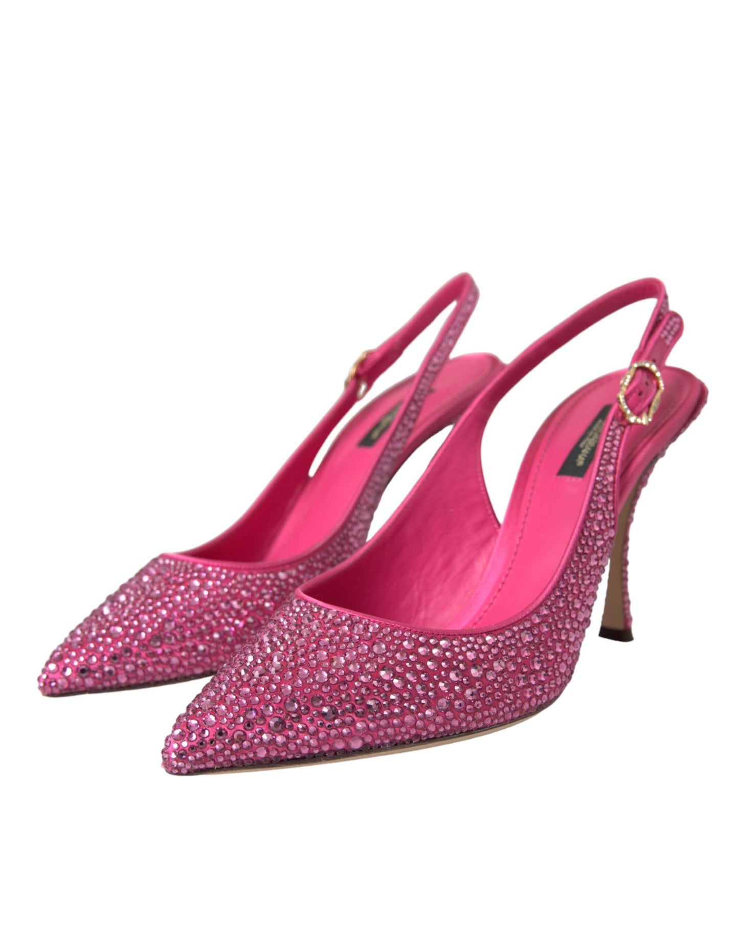 Dolce &amp; Gabbana Pink Rhinestone Crystal Heels Slingbacks -kengät