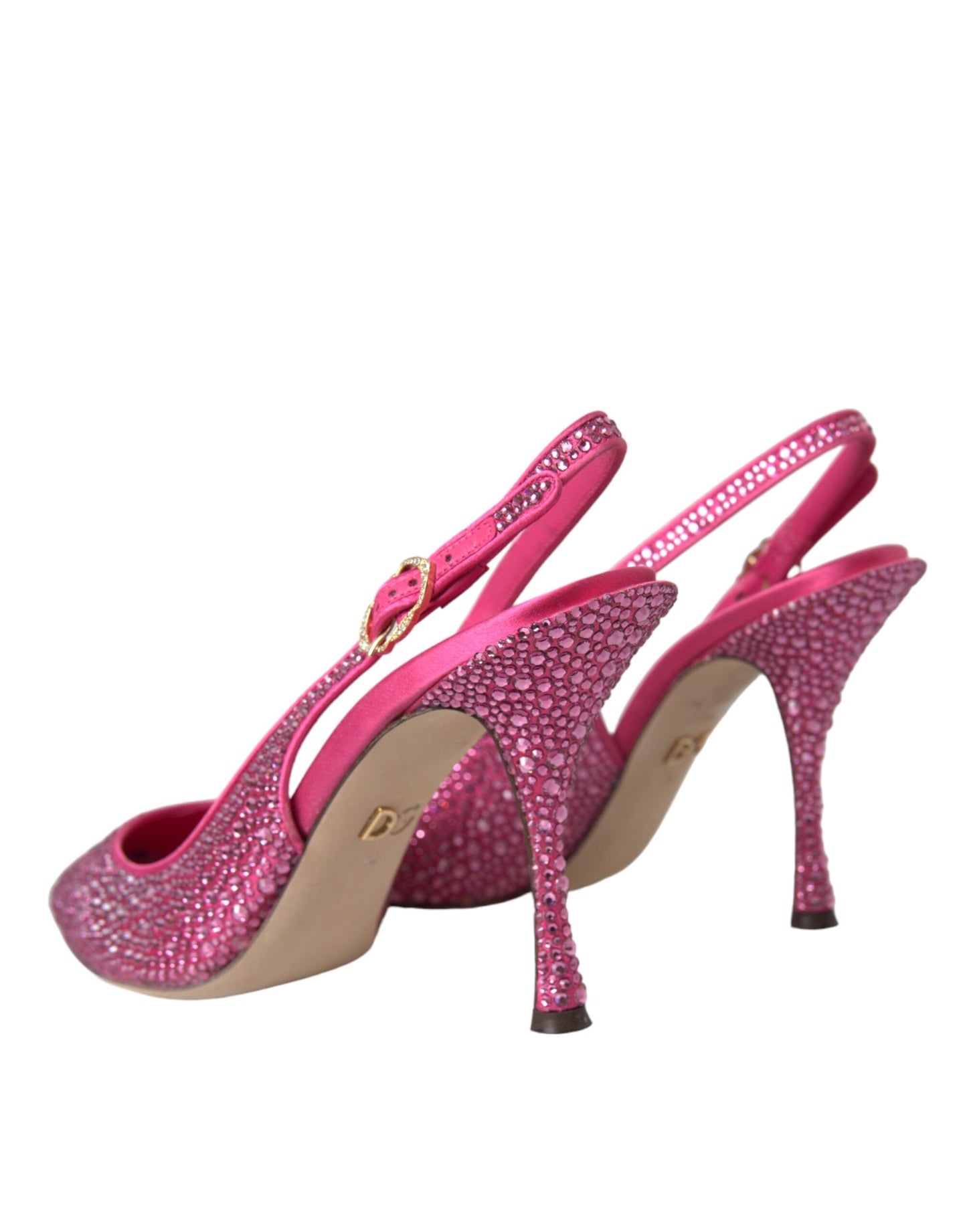 Dolce &amp; Gabbana Pink Rhinestone Crystal Heels Slingbacks -kengät