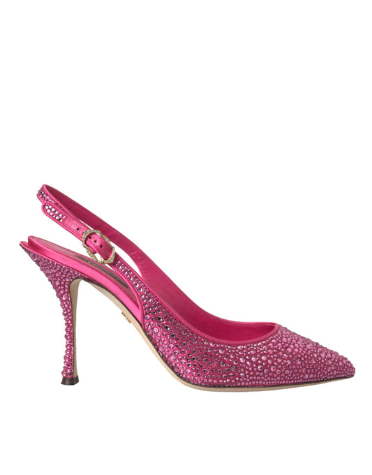 Dolce & Gabbana Rosa Strass Kristall Heels Slingbacks Schuhe