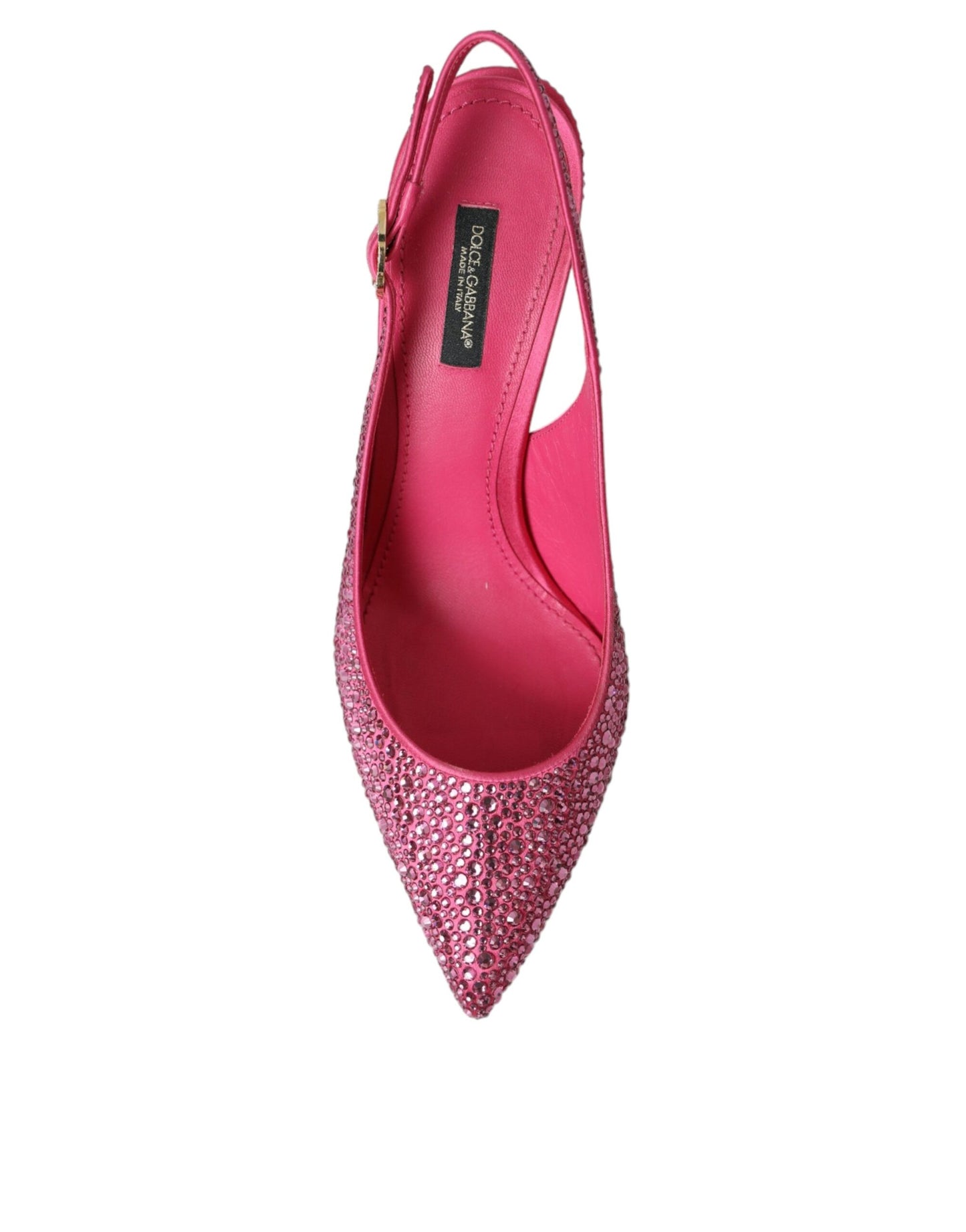 Dolce &amp; Gabbana Pink Rhinestone Crystal Heels Slingbacks -kengät