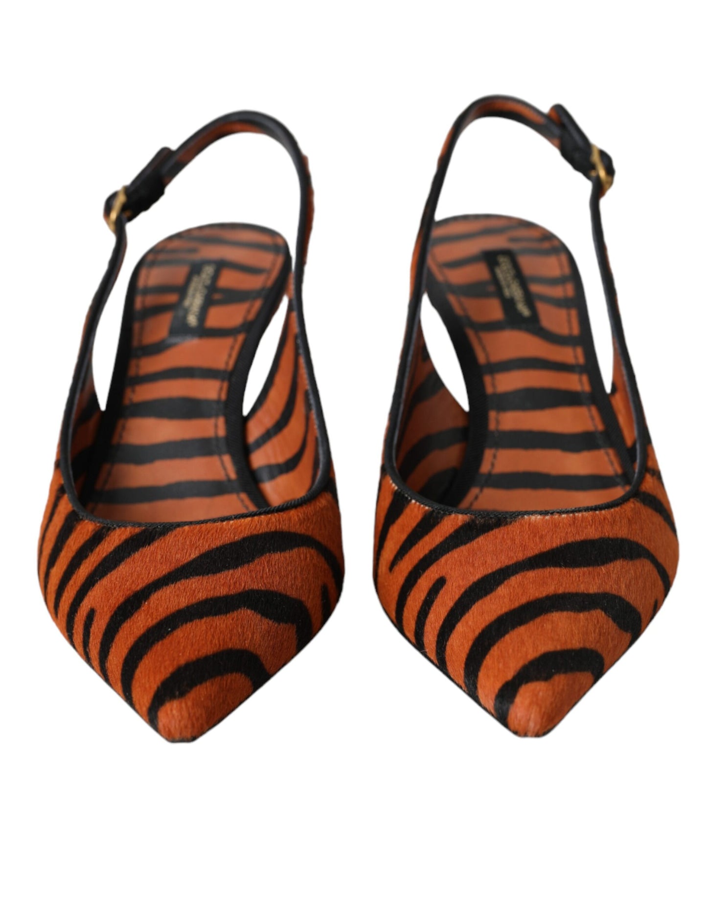 Dolce &amp; Gabbana musta oranssi Zebra nahka Slingbacks kengät