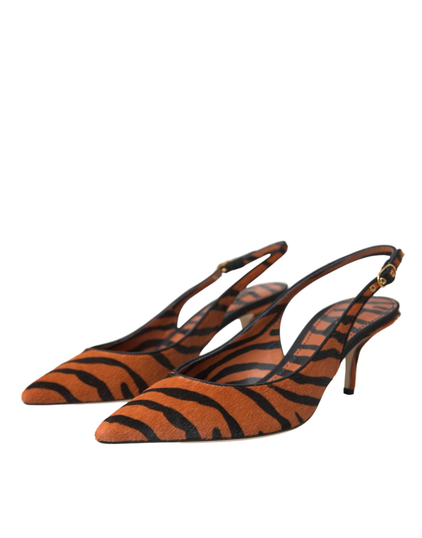 Dolce &amp; Gabbana musta oranssi Zebra nahka Slingbacks kengät