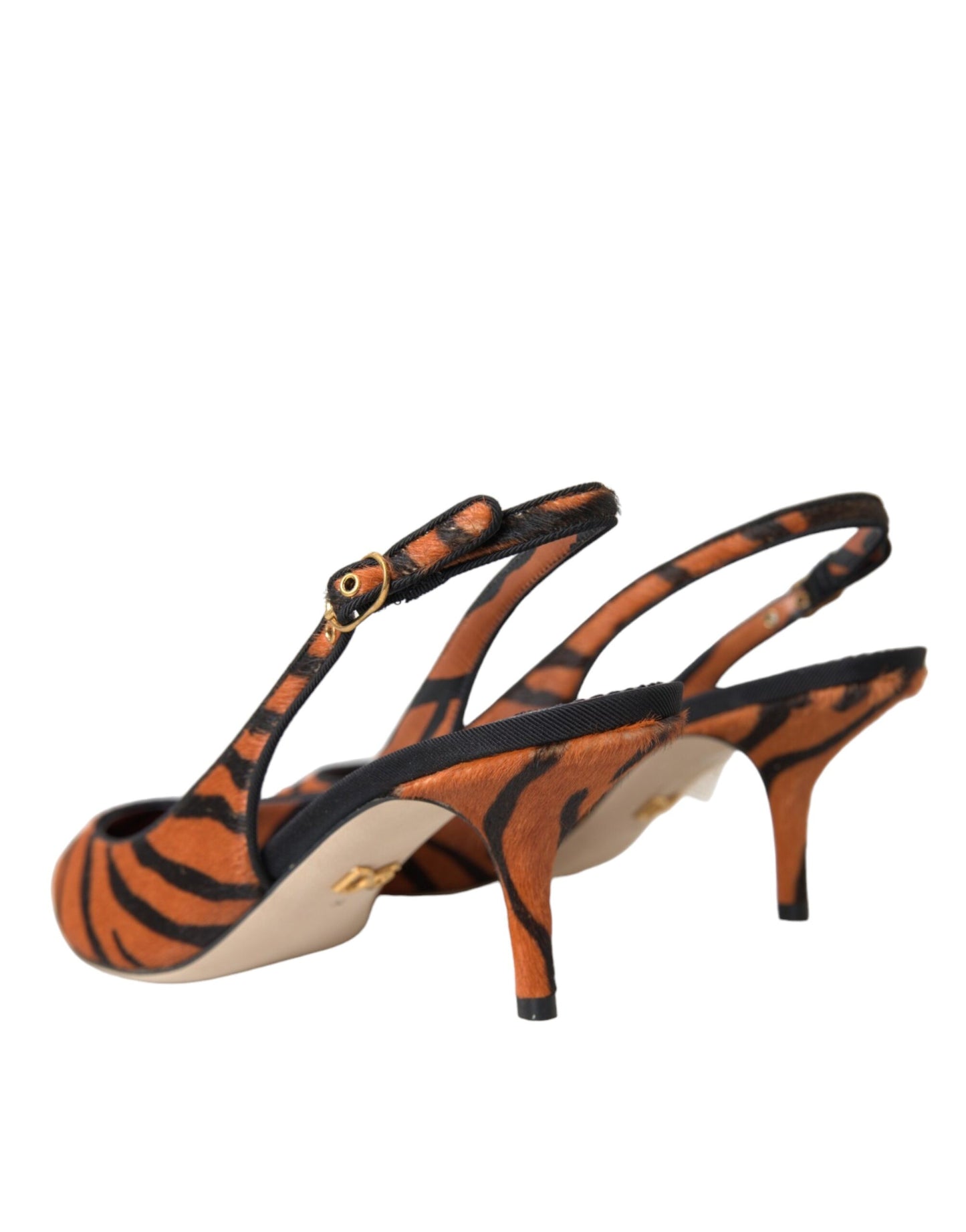 Dolce &amp; Gabbana musta oranssi Zebra nahka Slingbacks kengät