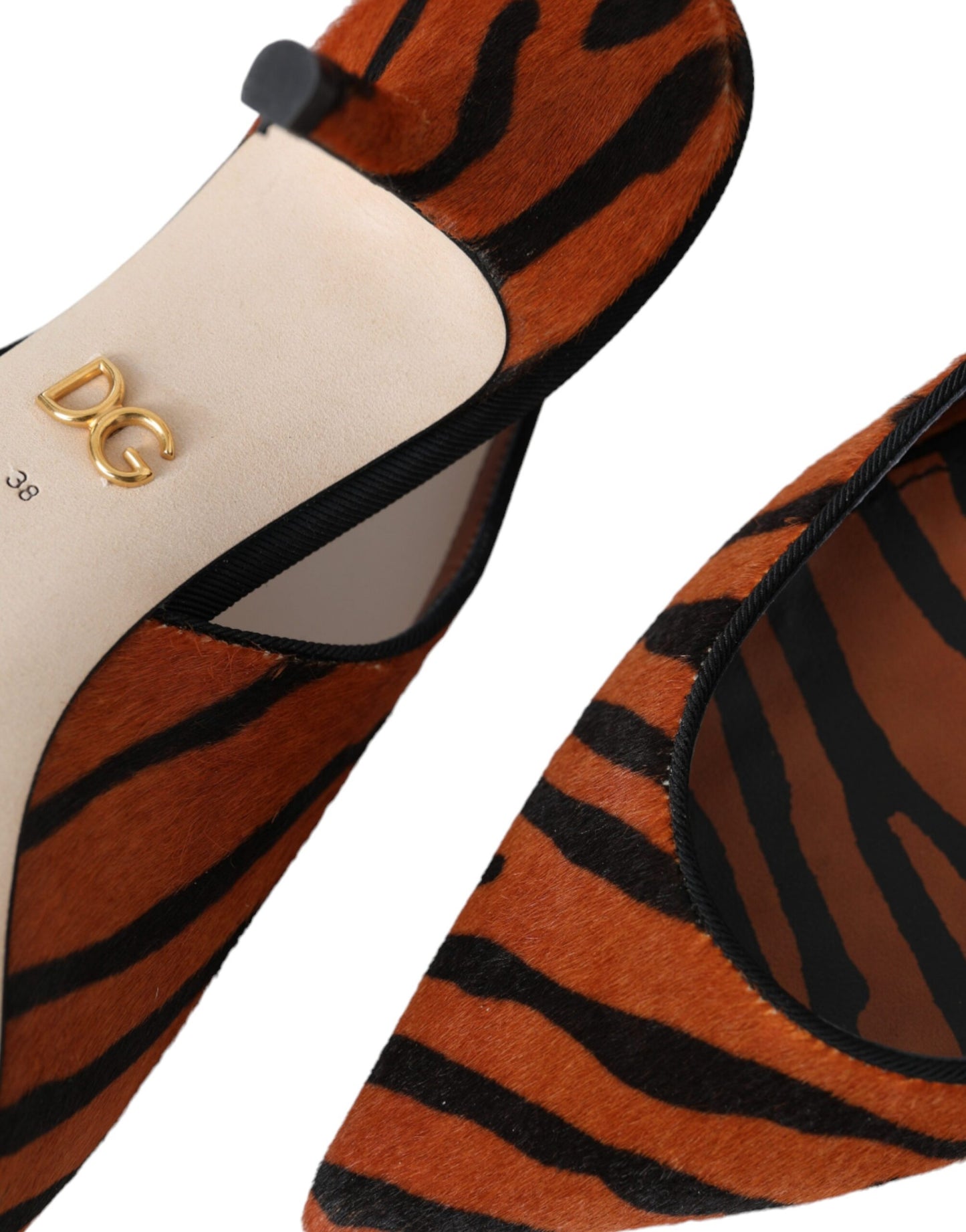 Dolce &amp; Gabbana musta oranssi Zebra nahka Slingbacks kengät