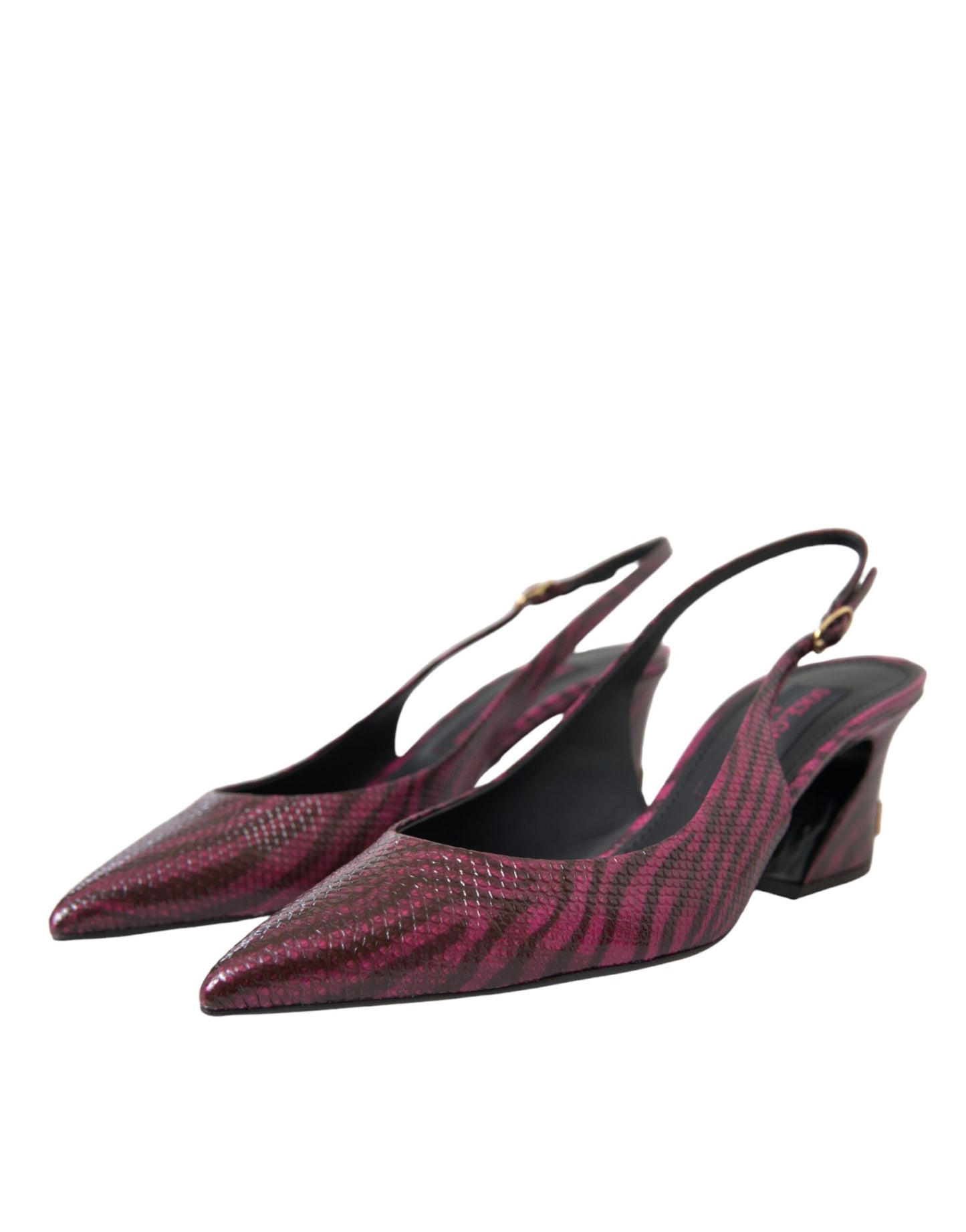 Dolce &amp; Gabbana Maroon Zebra Leather Heels Slingbacks -kengät