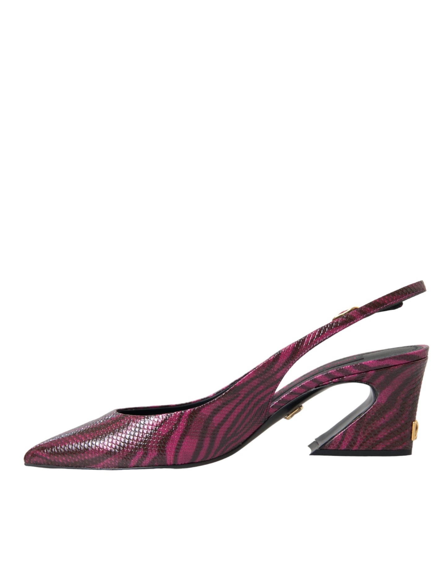 Dolce &amp; Gabbana Maroon Zebra Leather Heels Slingbacks -kengät