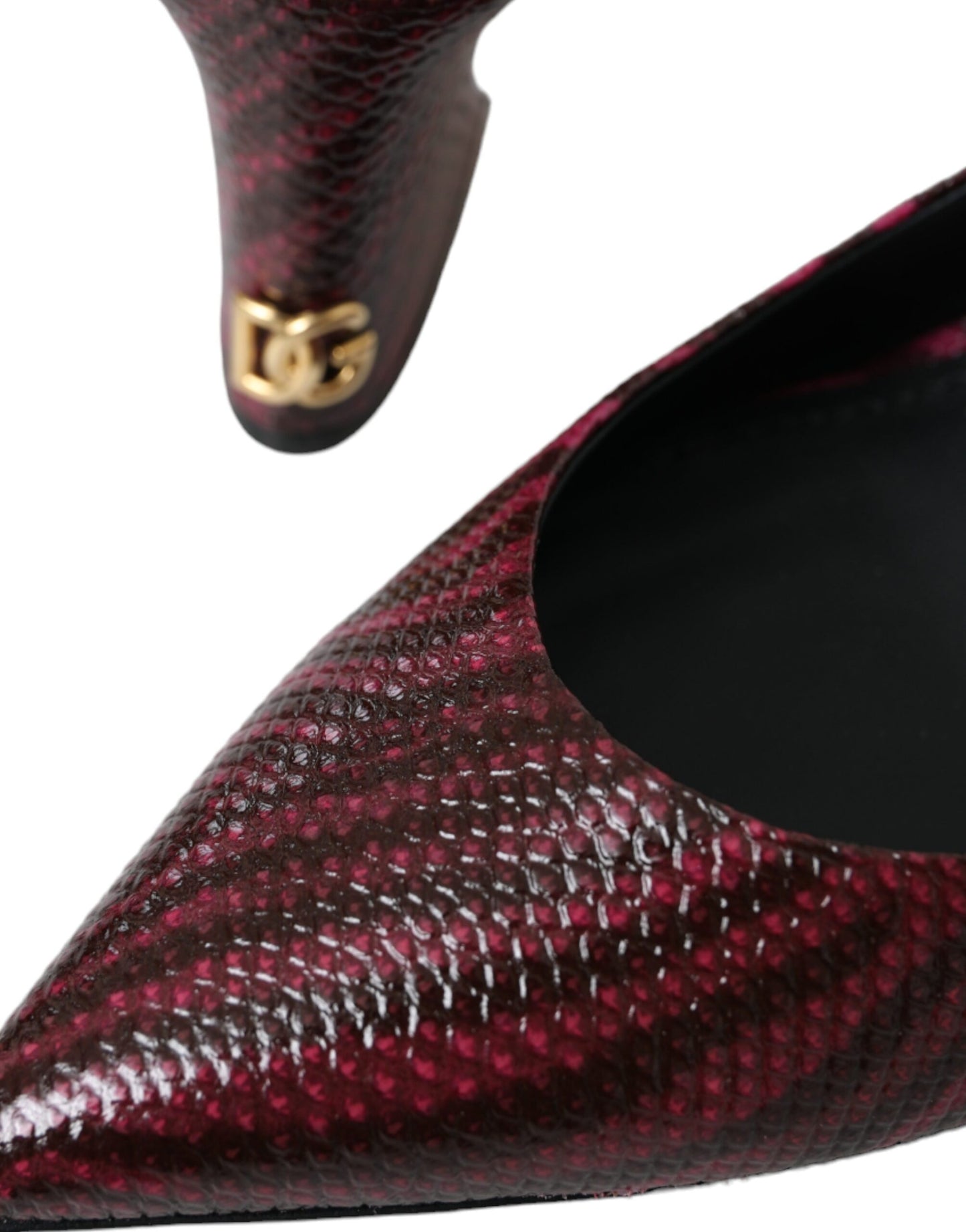 Dolce &amp; Gabbana Maroon Zebra Leather Heels Slingbacks -kengät