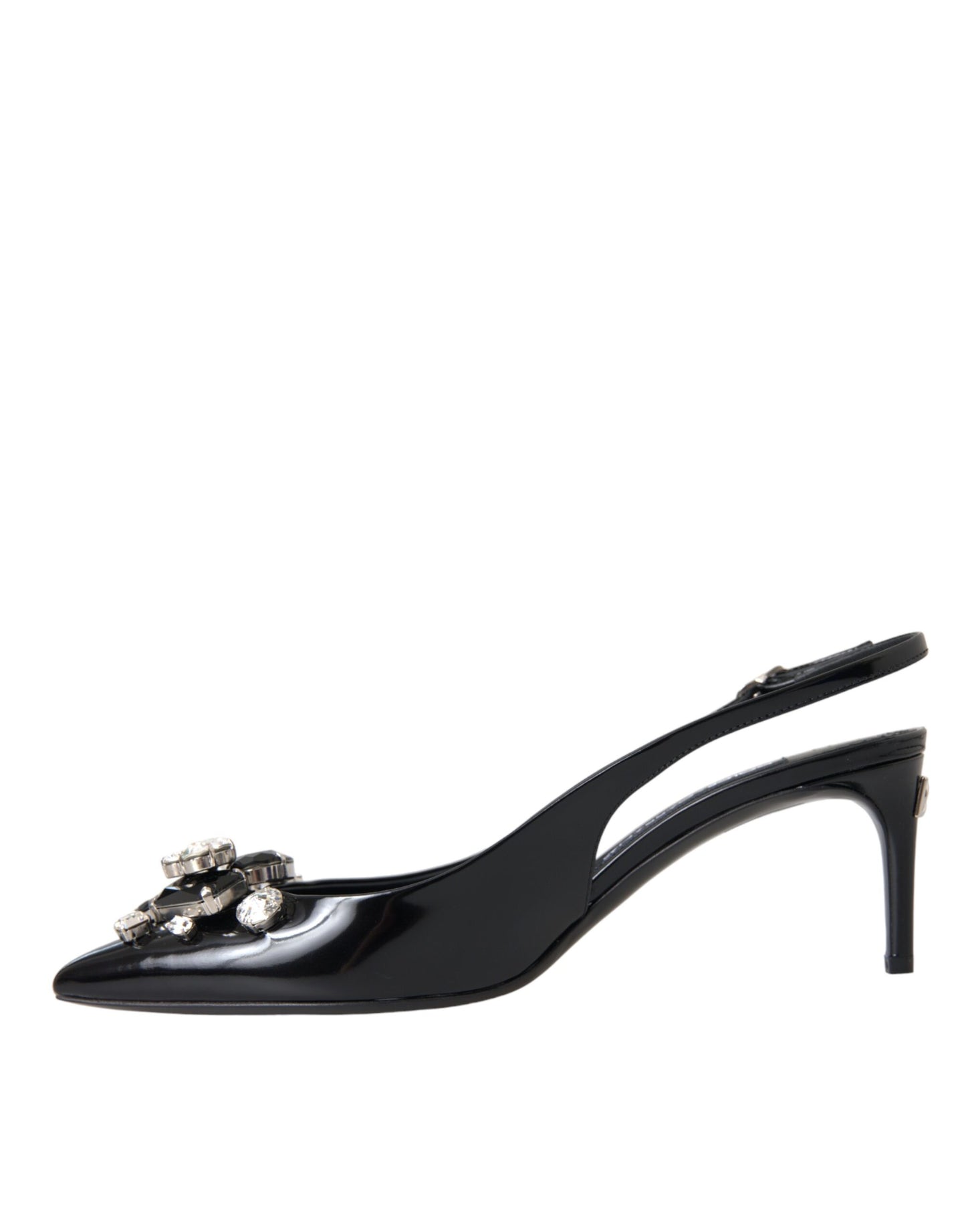 Dolce &amp; Gabbana mustat kiiltonahkaiset Crystal Slingback -kengät