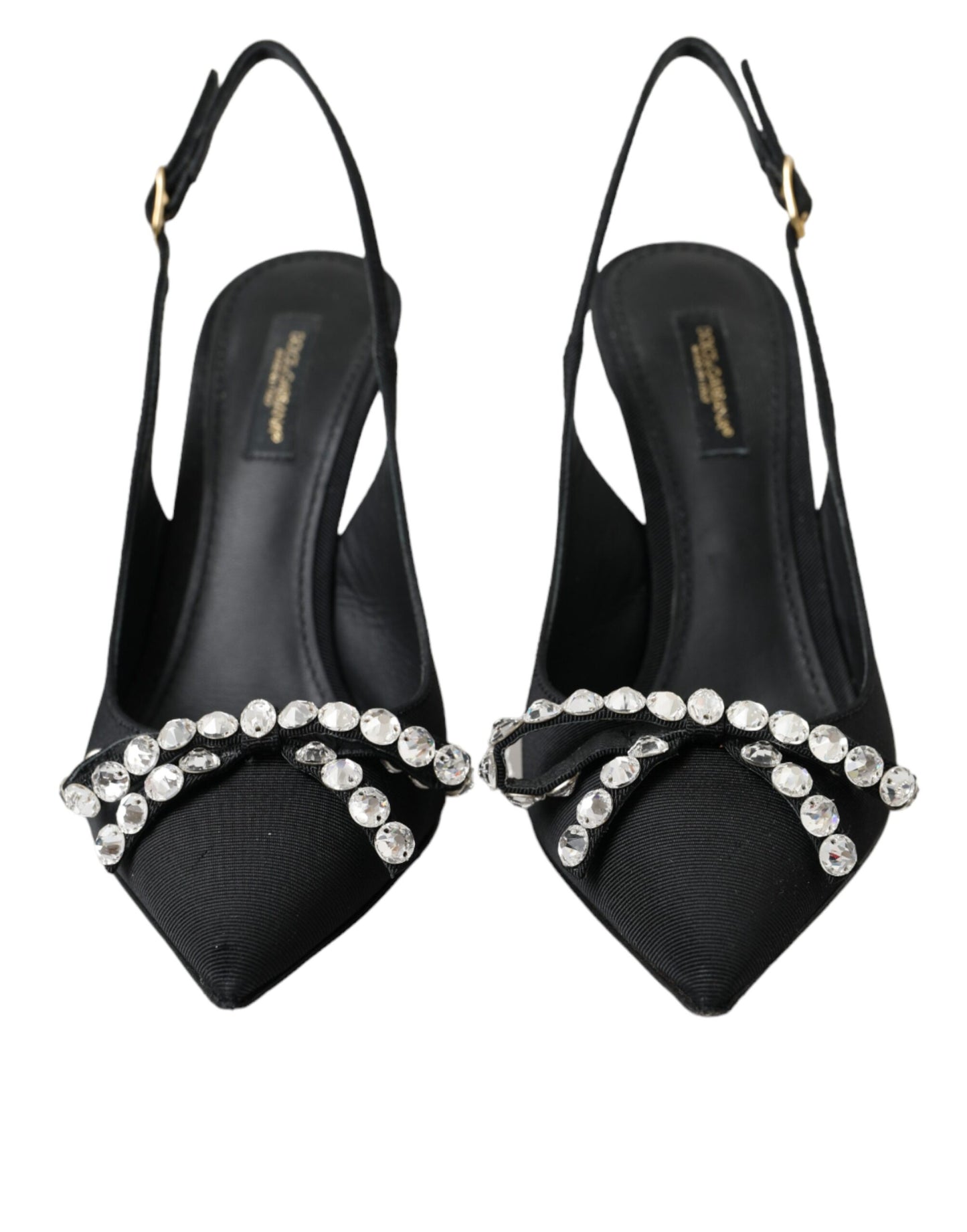 Dolce &amp; Gabbana Black Crystal-Embellished Slingback Shoes